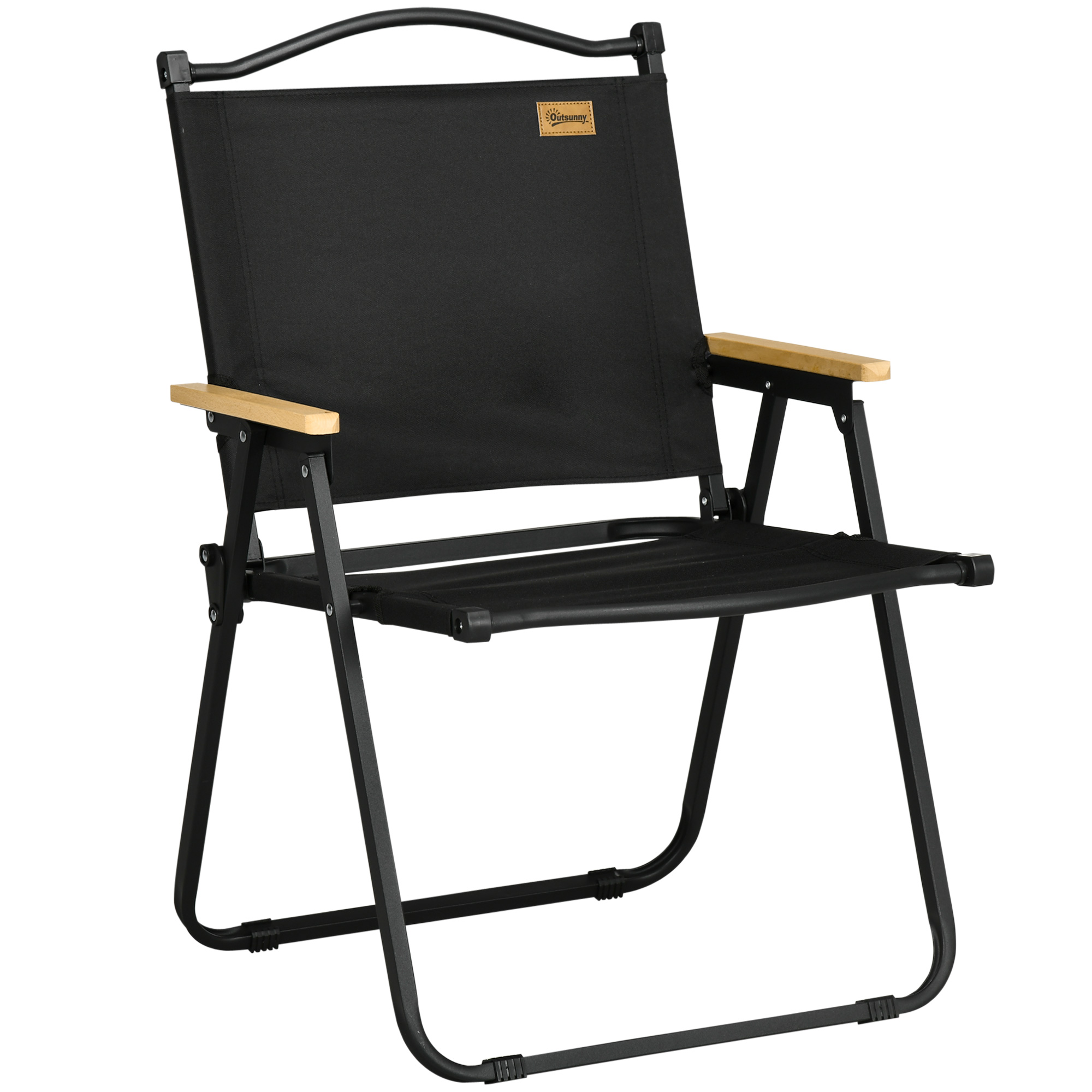 Outsunny Campingstuhl Faltbarer Angelstuhl mit armlehnen Oxford-Stoff und Stahlkonstruktion 54 x 59 x 78 cm schwarz