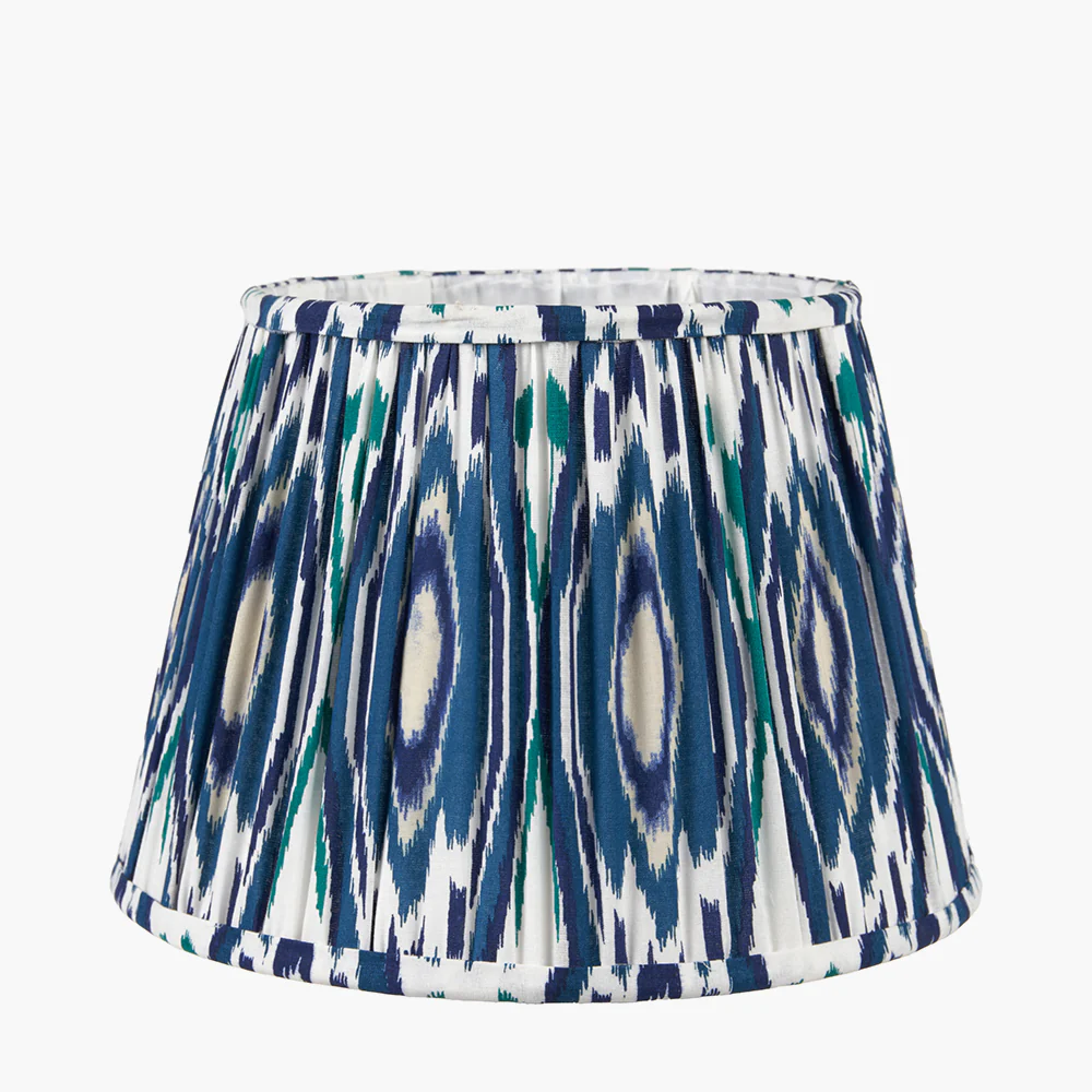 Ocean Blue Patterned Gathered Tapered Shade-35cm