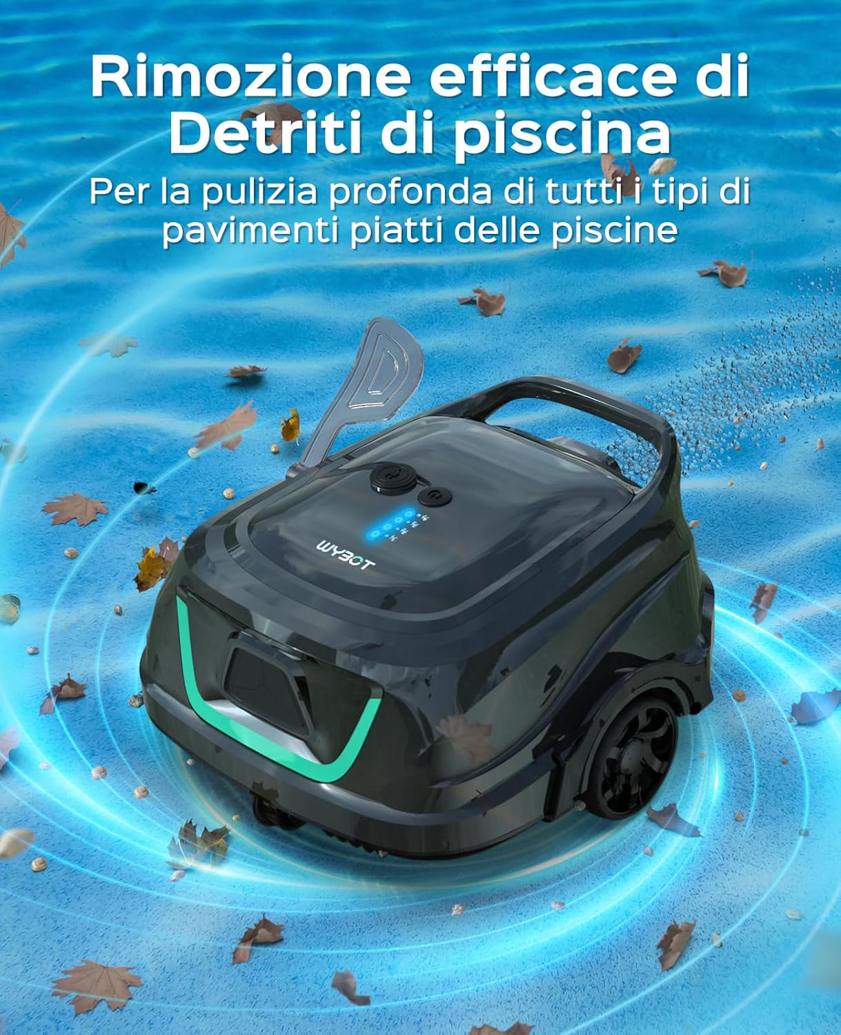 WYBOT Robot Piscina Professionale, Doppia Turbina Aspirazione Potente, 120 Minuti Autonomia, 100㎡ per Piscine Familiari, Soluzione Manutenzione Fondo,Verde Scuro