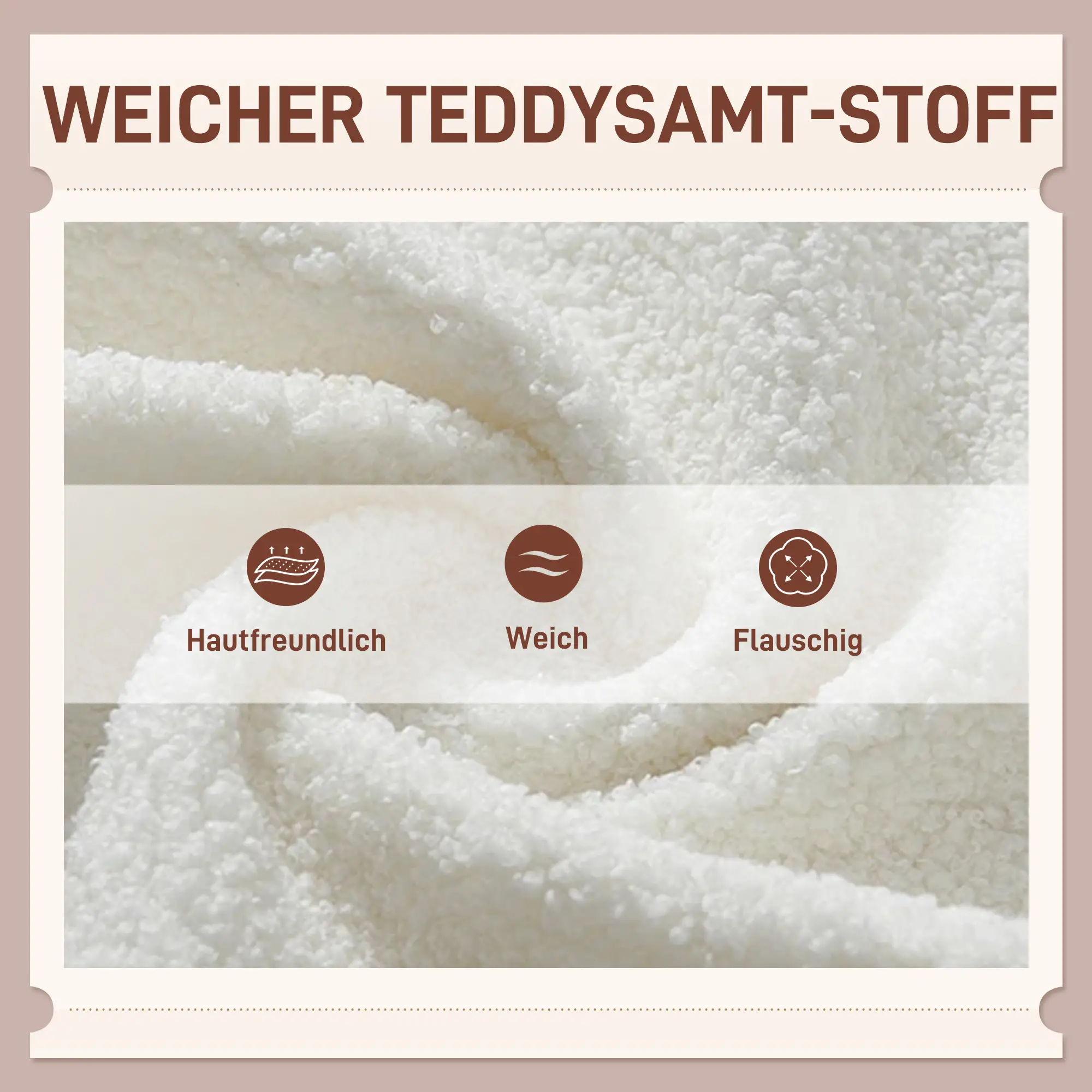 HOMCOM Polsterstuhl Wohnzimmer Teddystoff Rautensteppung Weiß