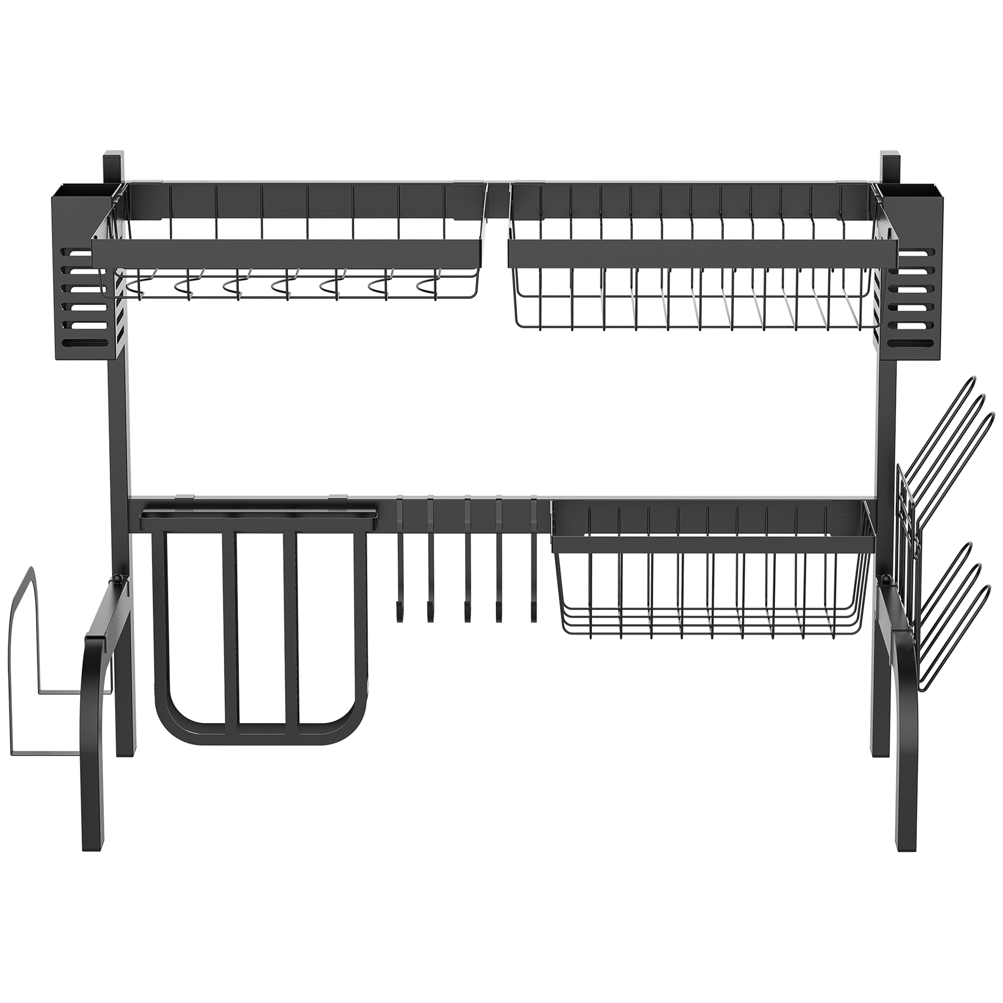 HOMCOM Geschirrkorb, Modularer Geschirrhalter aus Metall, bis zu 26 kg belastbar, Schwarz