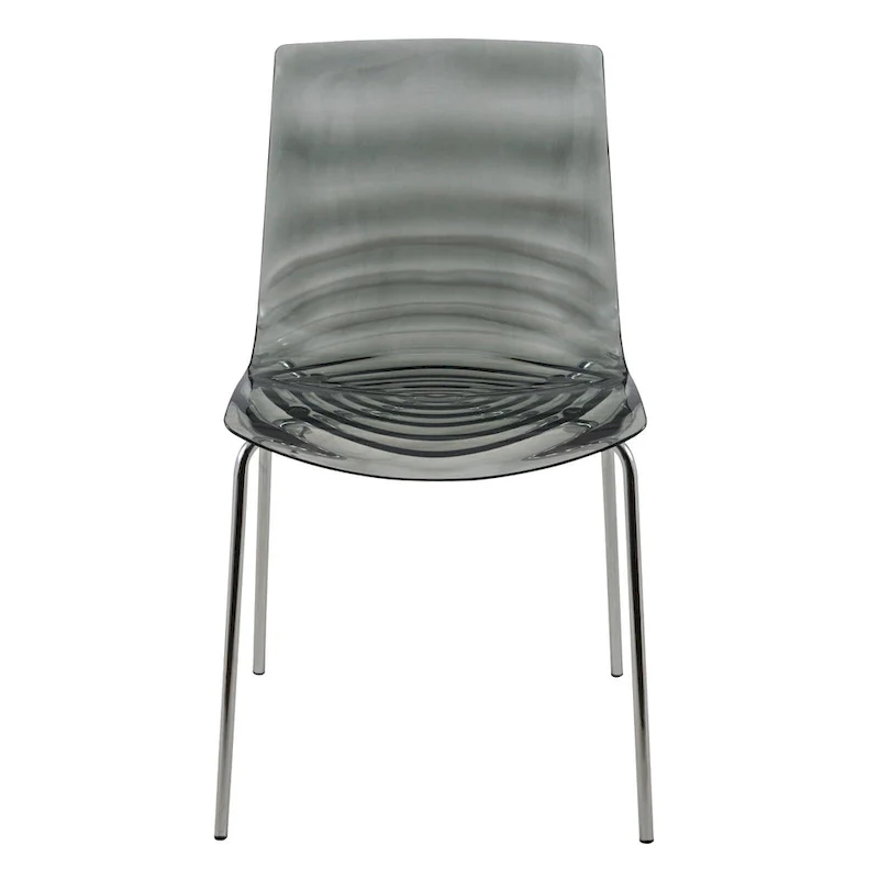 Acrylic Dining Chair with Chrome Legs Modern Accent Side Chair Water Ripple Design Seats