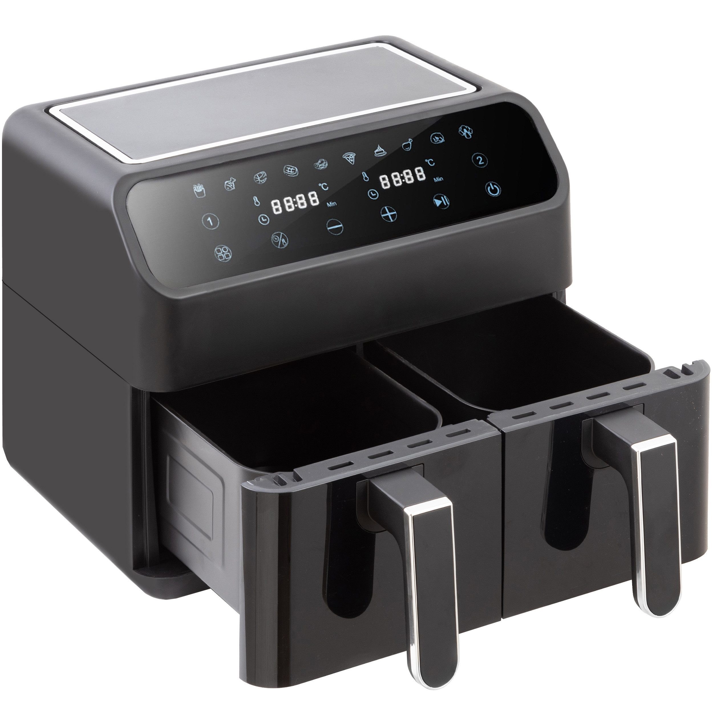 Heißluftfritteuse 9L Heissluftfritteuse, XXL Airfryer mit Doppelkammer, duale Zonen