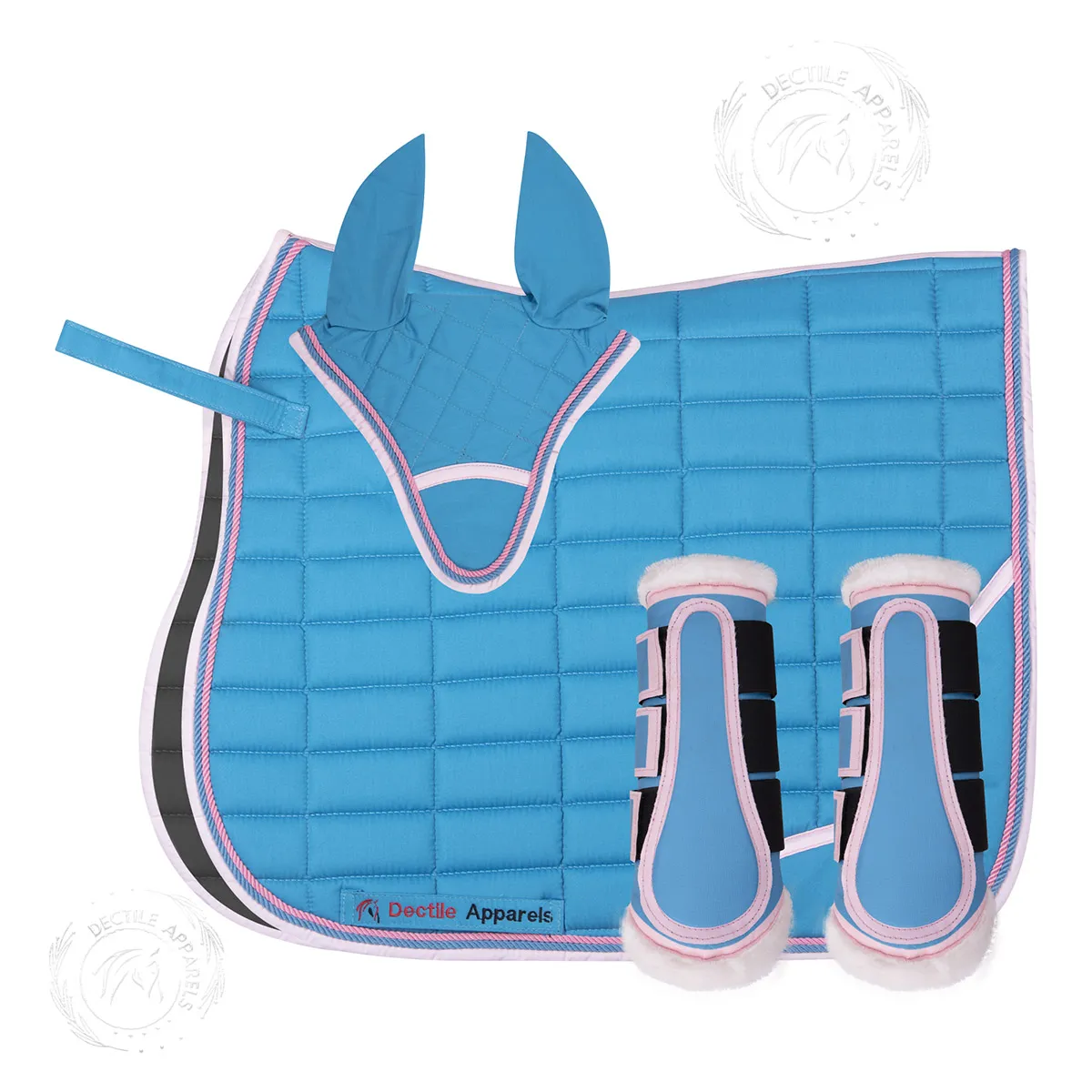 Blue English Saddle Pad Set