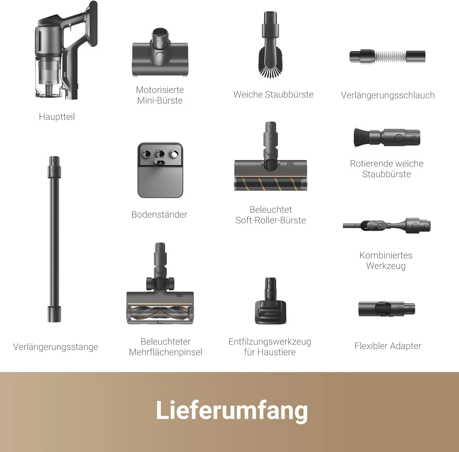 dreame Z30 Kabelloser Bodenstaubsauger, 310 AW Saugkraft, 90 min Max Reinigungszeit, Dust-Reveal-Technologie, Tierhaar-Entfernungswerkzeug, Multi-Flächen-Saugkraft, Schmutzerkennung