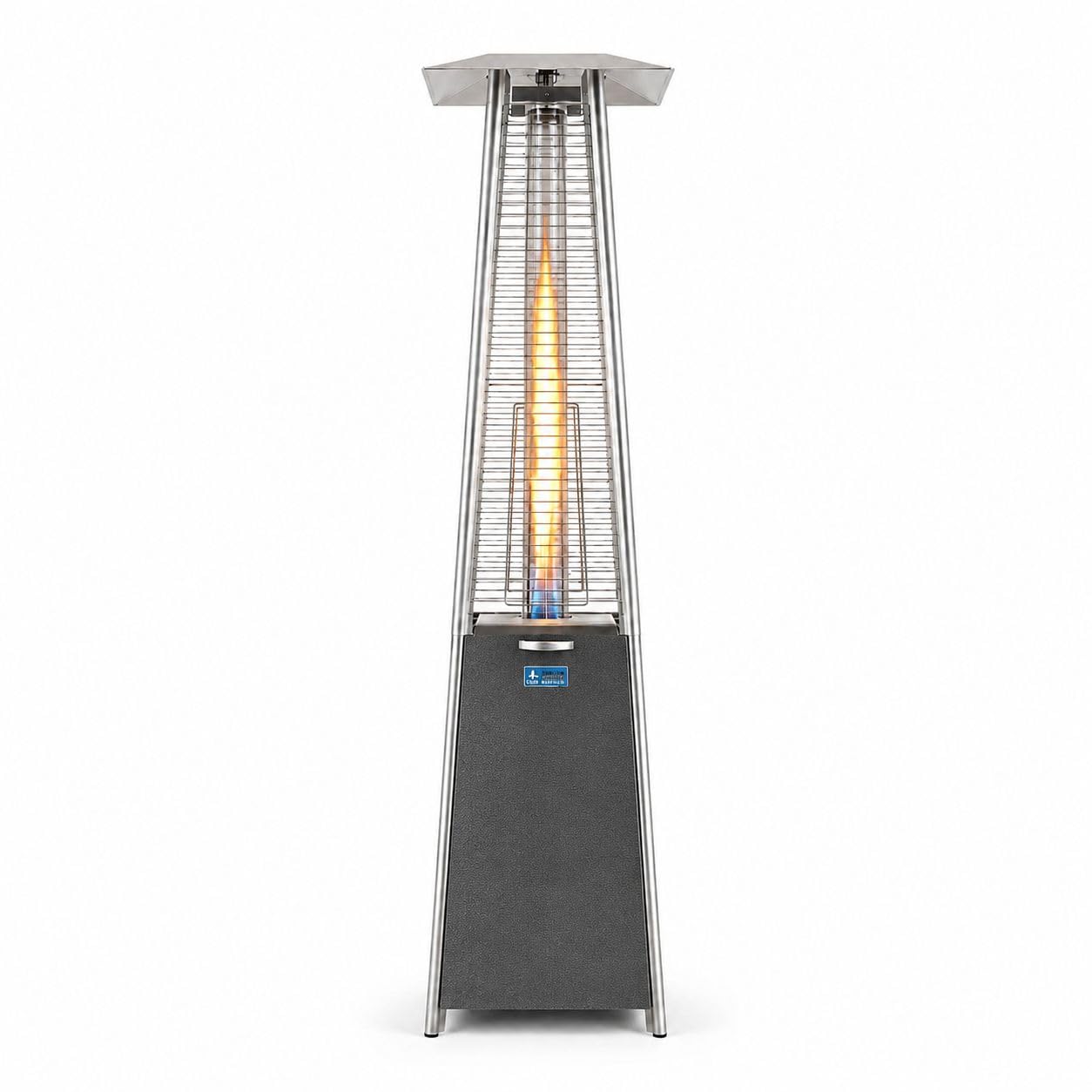 Gasheizstrahler Cheops II für Terrasse mit Flammeneffekt Duran Schott Glaszylinder Piezozündung für 5–11 kg Propan- oder Butangasflaschen