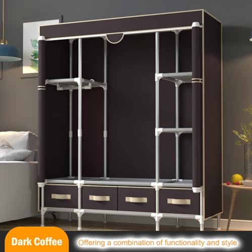 Anmas Power Armadio in tela con 4 cassetti – caffè scuro | grande appendiabiti con appendiabiti e ripiani, 150 x 45 x 170 cm : Amazon.it: Casa e cucina
