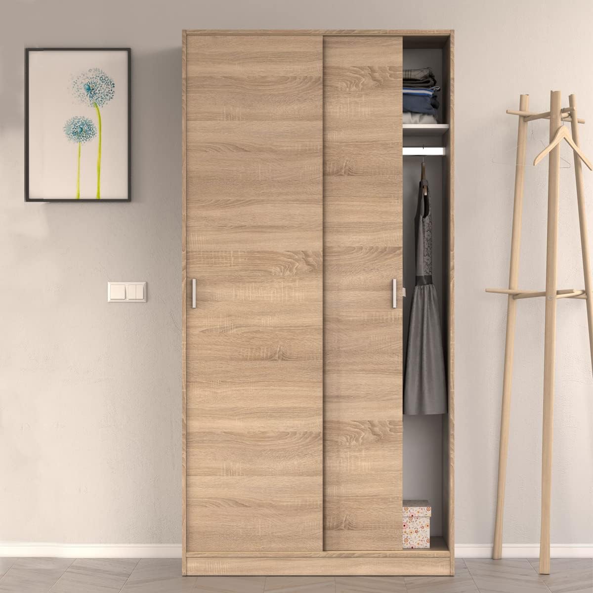 MarinelliGroup MAX019F Wardrobe with 2 Doors and 2 Shelves Oak 100 x 50 x 200 cm