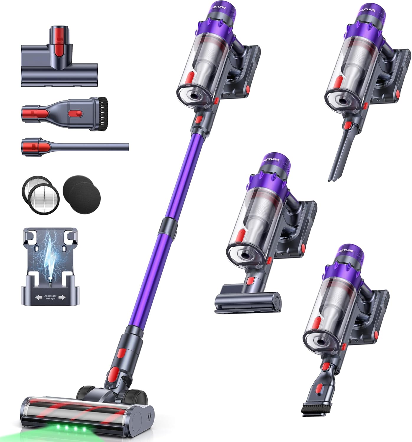 SMOTURE Cordless Vacuum Cleaner, 650W 55KPA 70Mins Vacuum Cleaners for Home, Cordless Stick Vacuum with LED Touch Screen, Anti-Tangle Wireless Vacuum, Handheld Vacuum for Pet Hair/Carpet/Floor