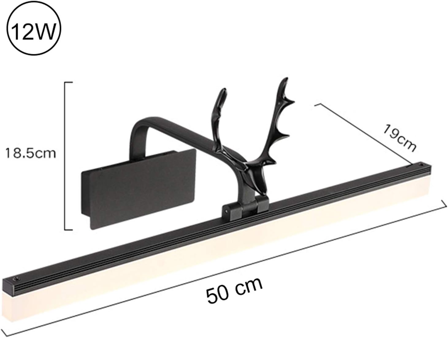 Generisch Geweih-Wandleuchte, Drehbare Spiegelleuchte, Retro-led-badezimmerleuchte, Ip44 wasserdichte Spiegelleuchte, 70 cm Wandleuchte Mit Warmweißem Licht (Warm Light 50cm12W)