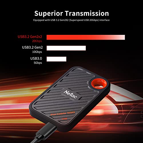 Netac ZX20 Extreme 1TB SSD NVMe Portatile USB 3.2 Gen 2x2 Fino a 2000MB/s in Lettura e 1700MB/s in Scrittura Supporta Win To Go Resistente alla Polvere Nero : Informatica