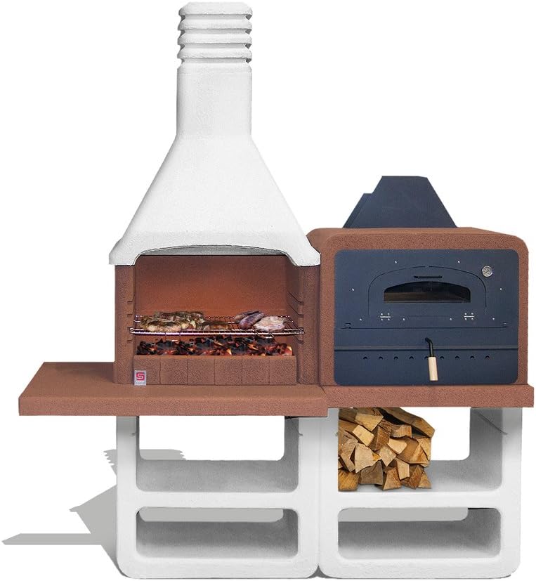 Barbecue in Cemento con Cappa e Forno da Esterno in Cemento e Acciaio combinati - Portofino