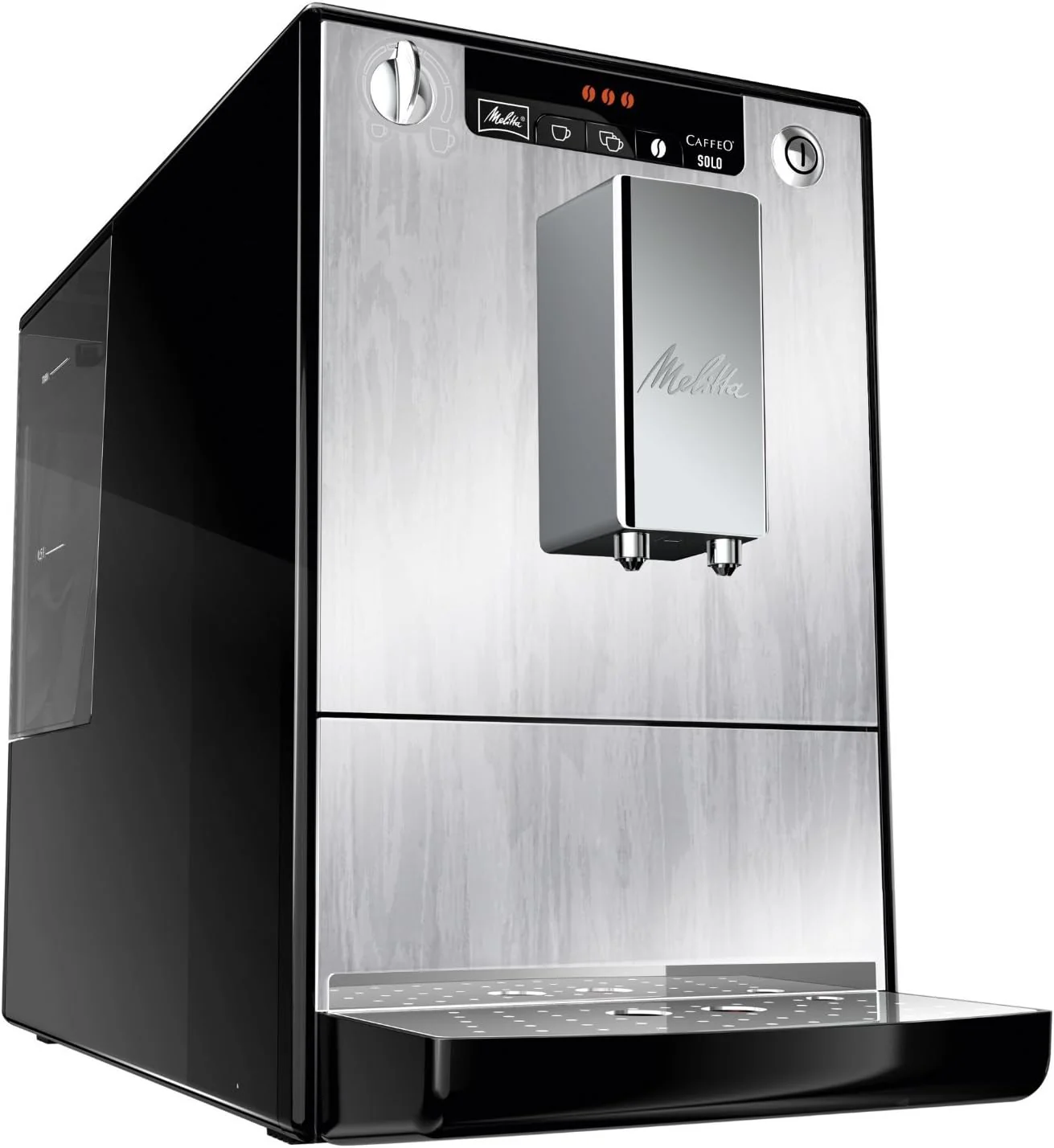 Melitta Solo �C Volautomatische espressomachine met in hoogte verstelbare uitloop, compacte koffiemachine met afneembaar waterreservoir, voor bijv. espresso of caf�� cr��me, zilver