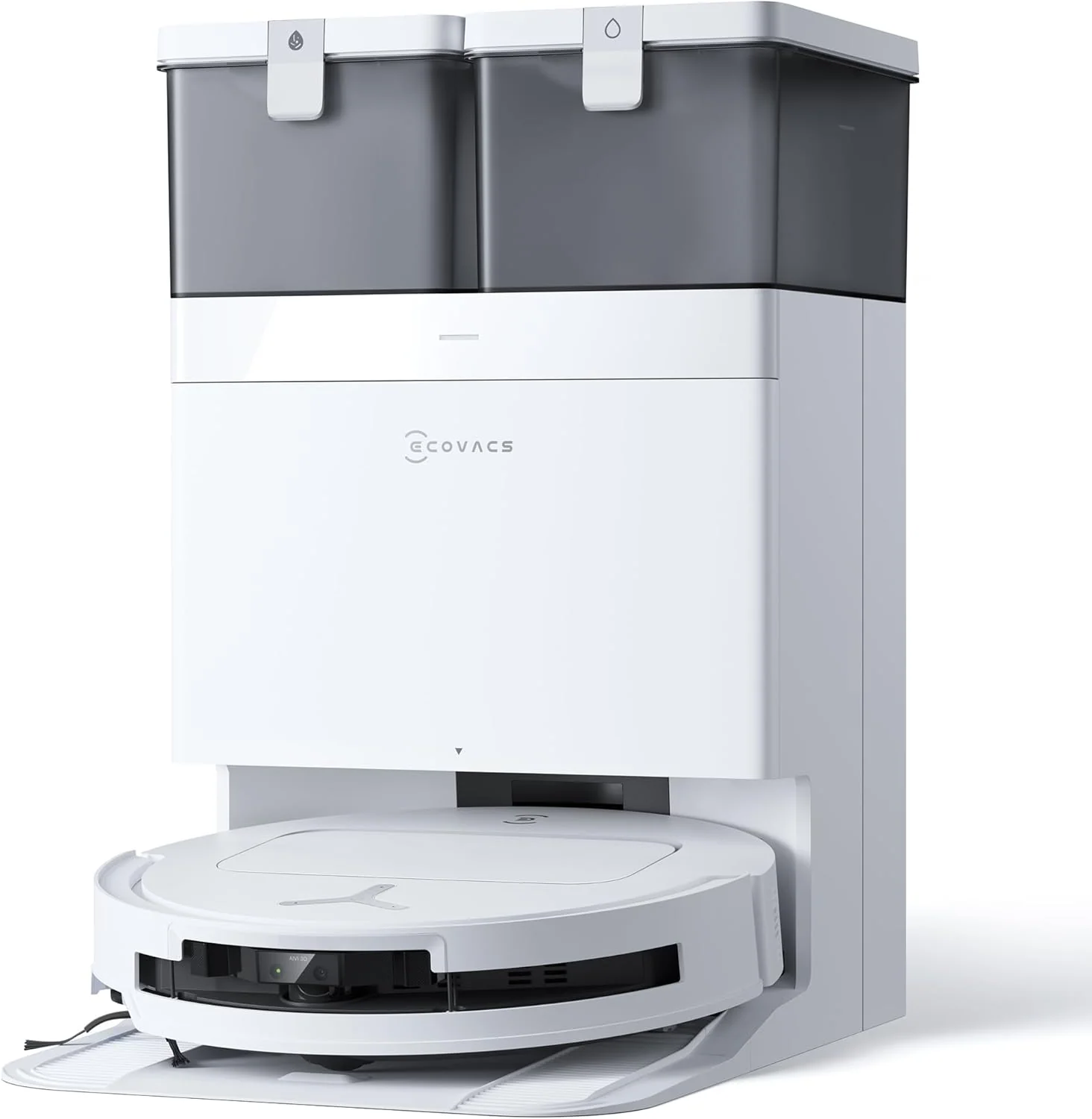 ECOVACS DEEBOT T50 Omni Saugroboter mit Wischfunktion,15.000 Pa, T30 Omni-Upgrade, Ausziehbare Seitenbürste und Mopp, ZeroTangle 2.0, Moppwäsche mit 75°C heißem Wasser, All-in-One Station