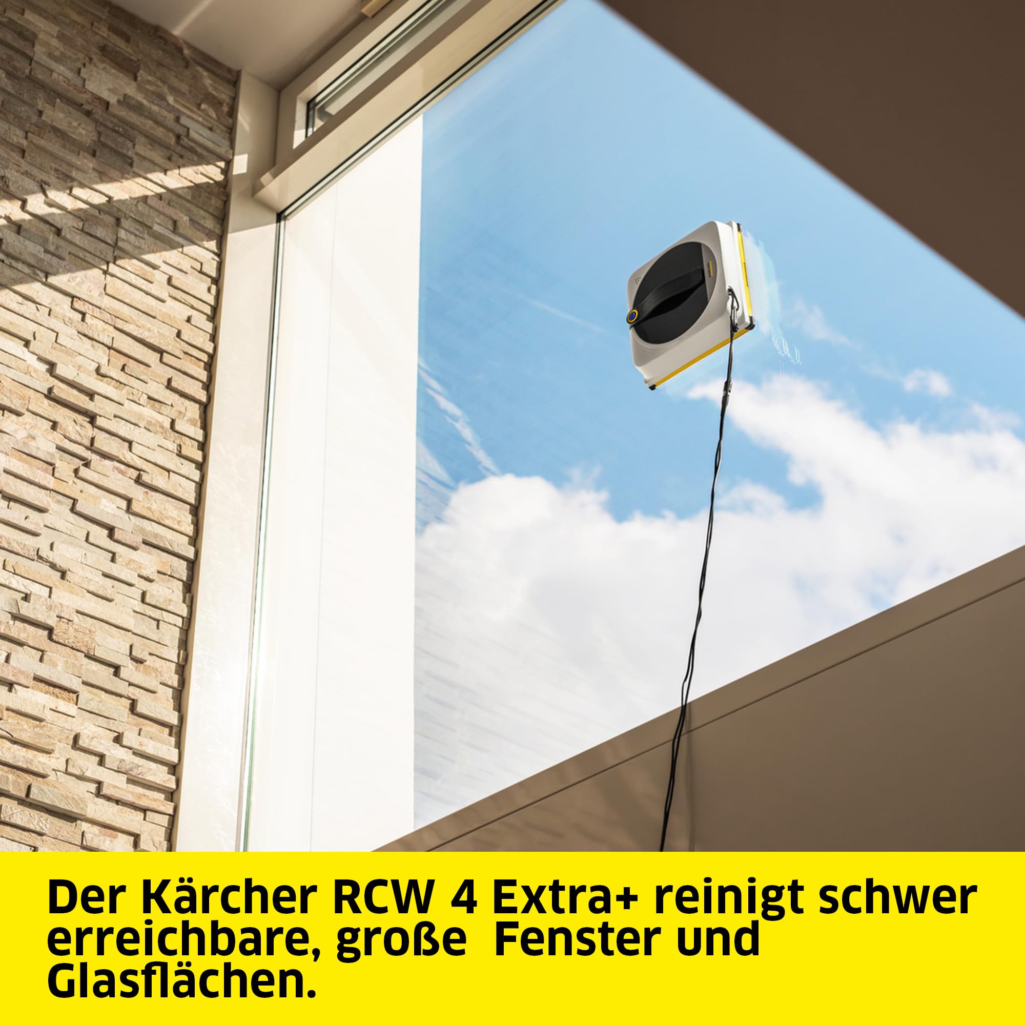 Fensterputzroboter RCW 4 Extra+ mit Sicherungsseil und Notversorgungs-Akku, 5 Reinigungsmodi, 150 ml Tank, 6 Wischtücher