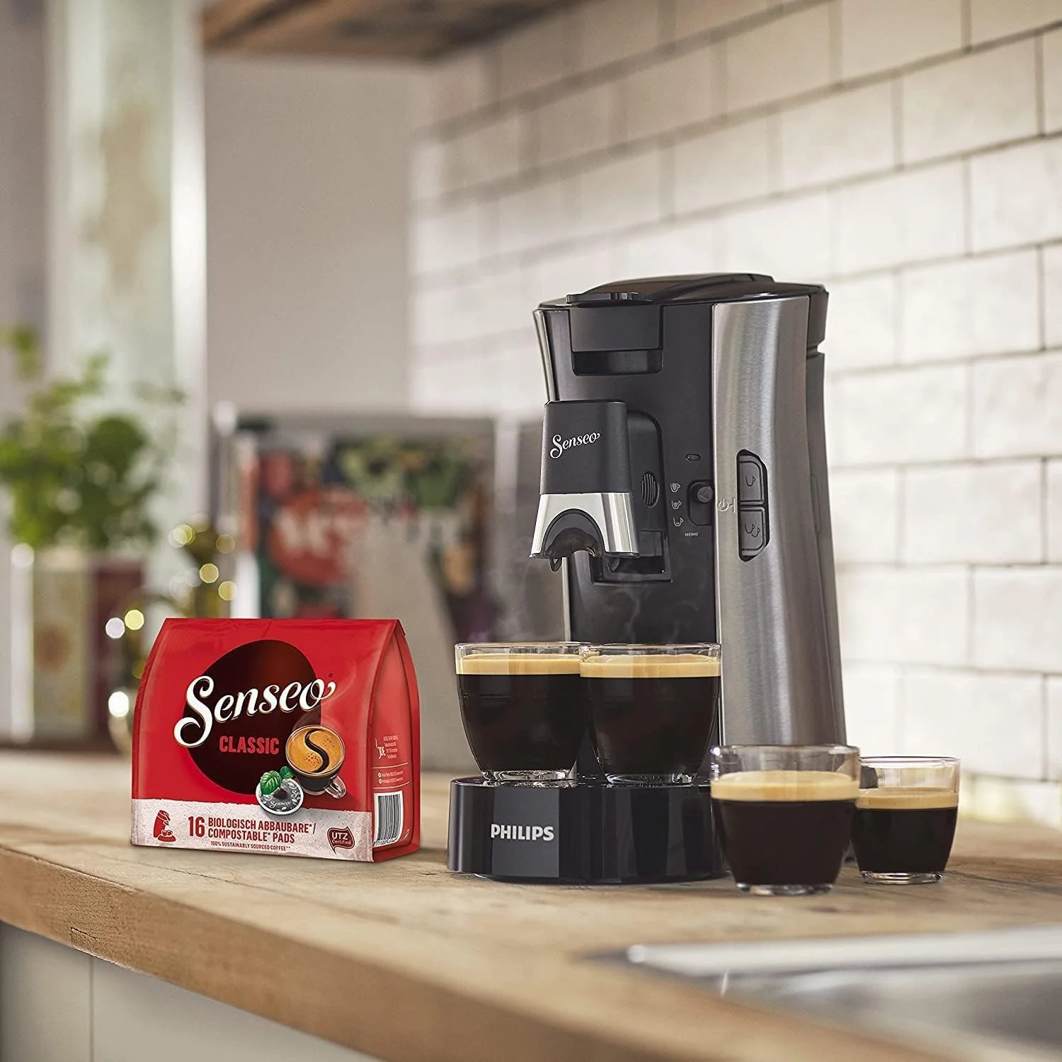 Philips Senseo Select CSA240/20 Koffiepadapparaat (koffiesterktekeuze Plus, memo-functie, van gerecycled plastic), Zwart Eco