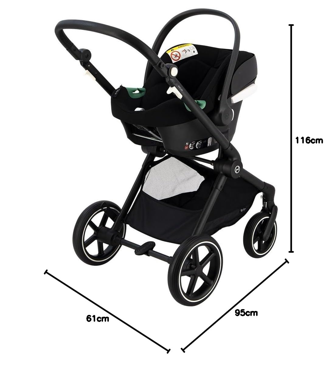 CYBEX Gold Kinderwagen EOS Lux 2-in-1, Reisesystem, Ab Geburt bis 22 kg (ca. 4 Jahre), Moon Black