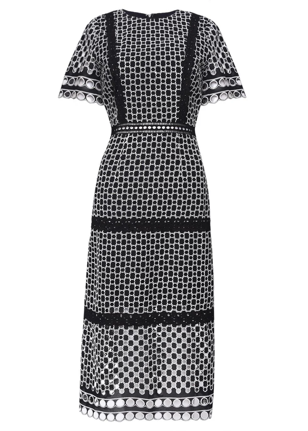 Black White Chelsea Broderie Midi Dress