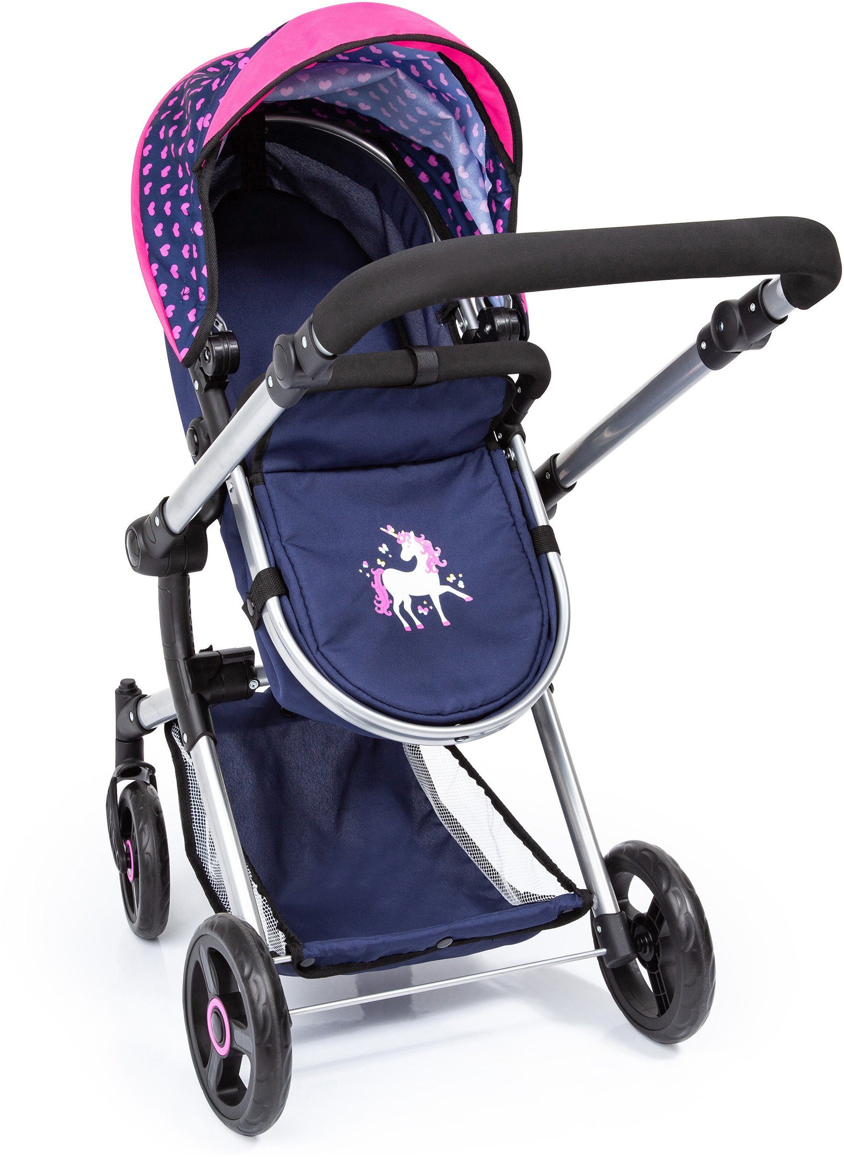 Kombi-Puppenwagen Vario, Blau/Pink