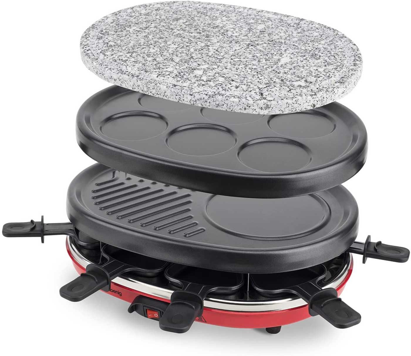 Raclette RP-412 mit wechselbaren Pletten, heißer Stein