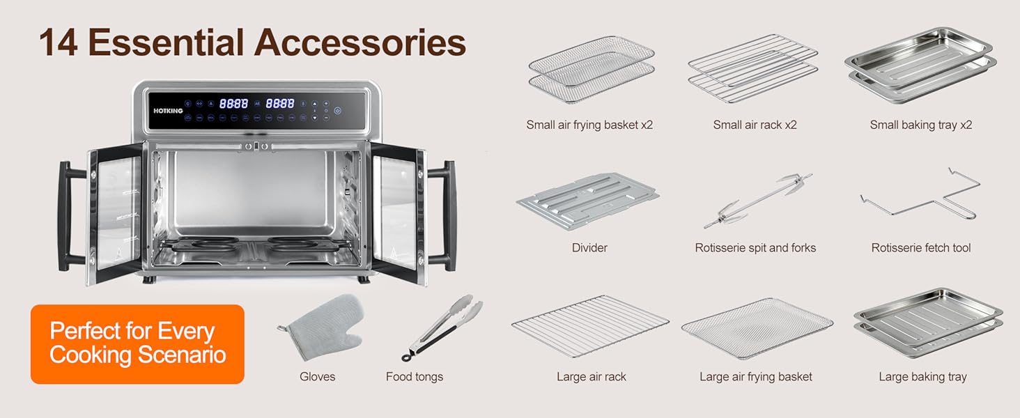 Easy Cleanup: Includes 14 essential accessories, all dishwasher safe for your convenience.