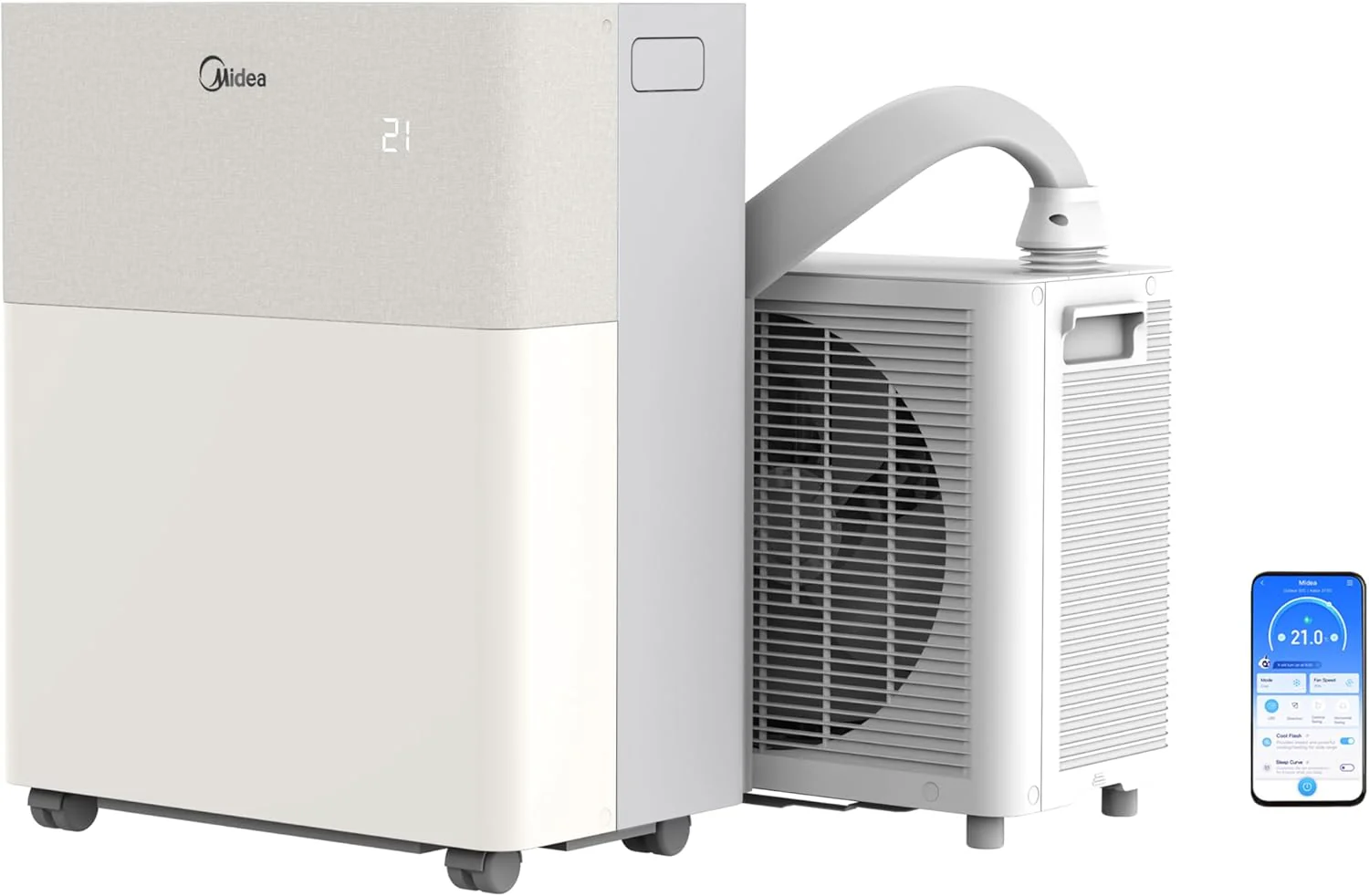 Midea PortaSplit-E Mobiles Klimagerät 12.000 BTU – Heizen & Kühlen, Inverter, App-Steuerung, Pfirsich