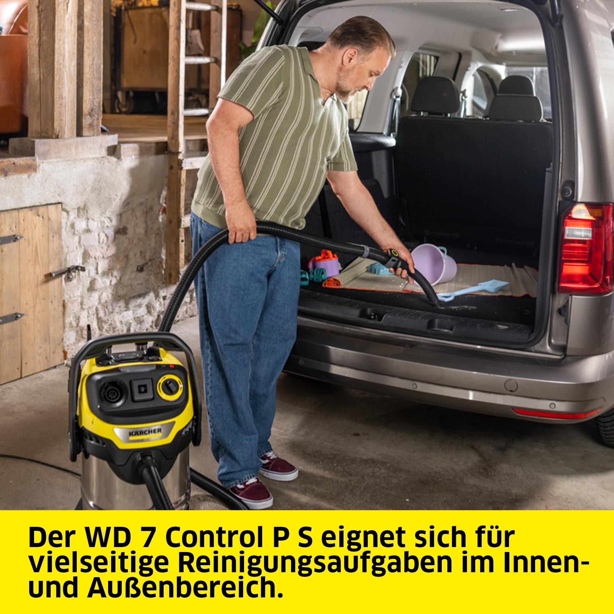 Nass- und Trockensauger WD 7 Control P S 30/6/35/T mit 1400 W, 30 l Edelstahlbehälter, FILT!elligence Filterkontrolle, Fernbedienung und Blasfunktion