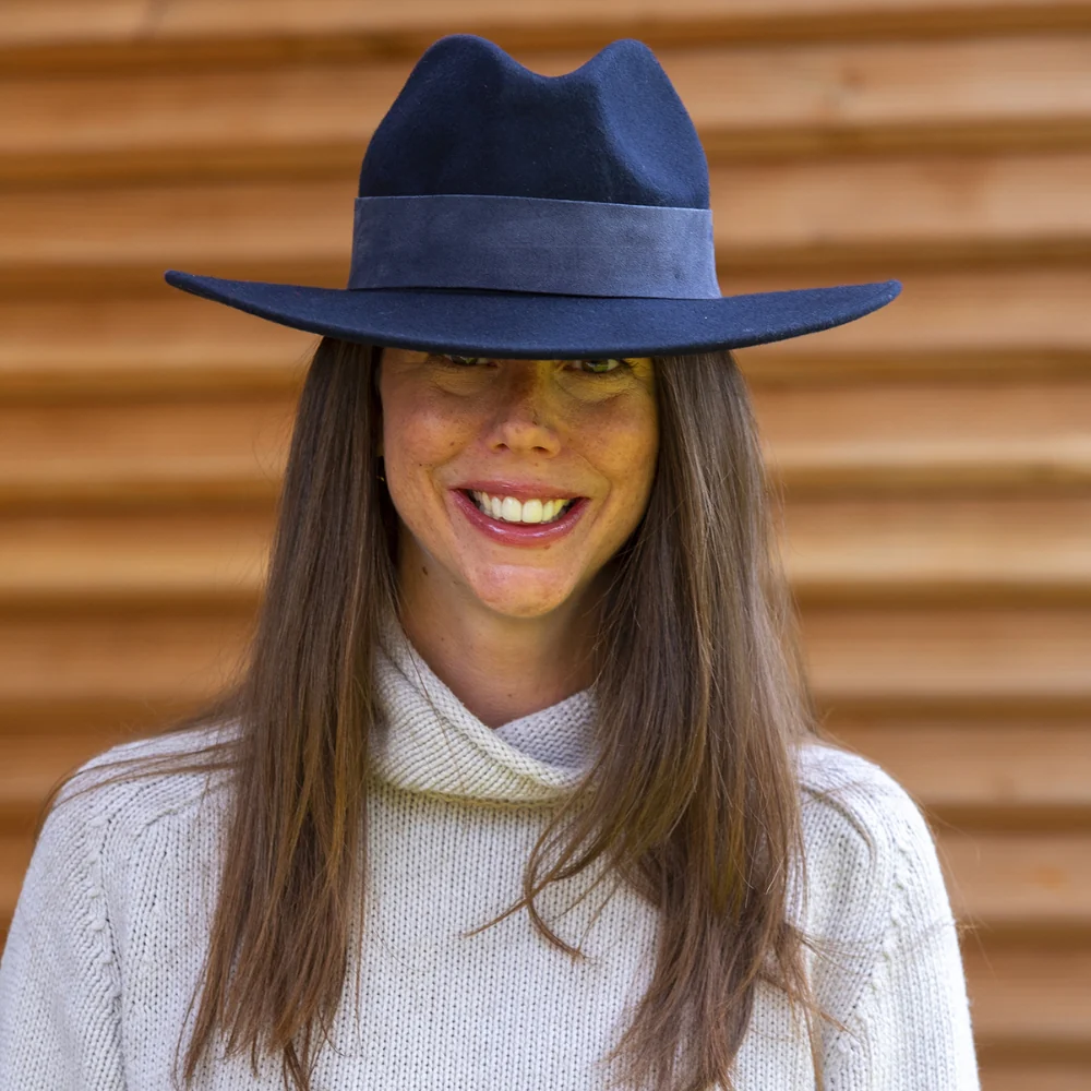 Wide Brim Fedora - Navy