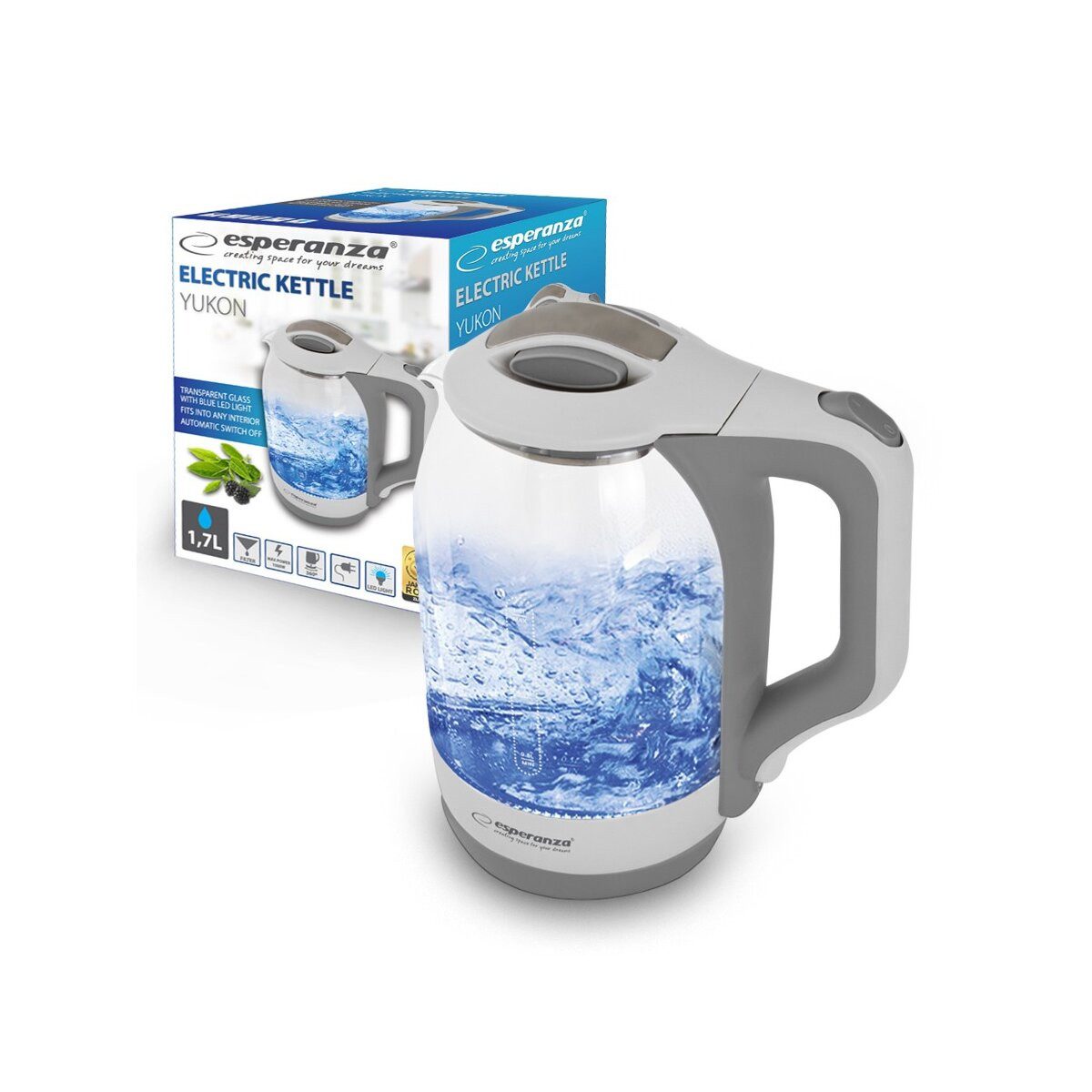 Wasserkocher Esperanza Yukon Glas Wasserkocher 1,7L