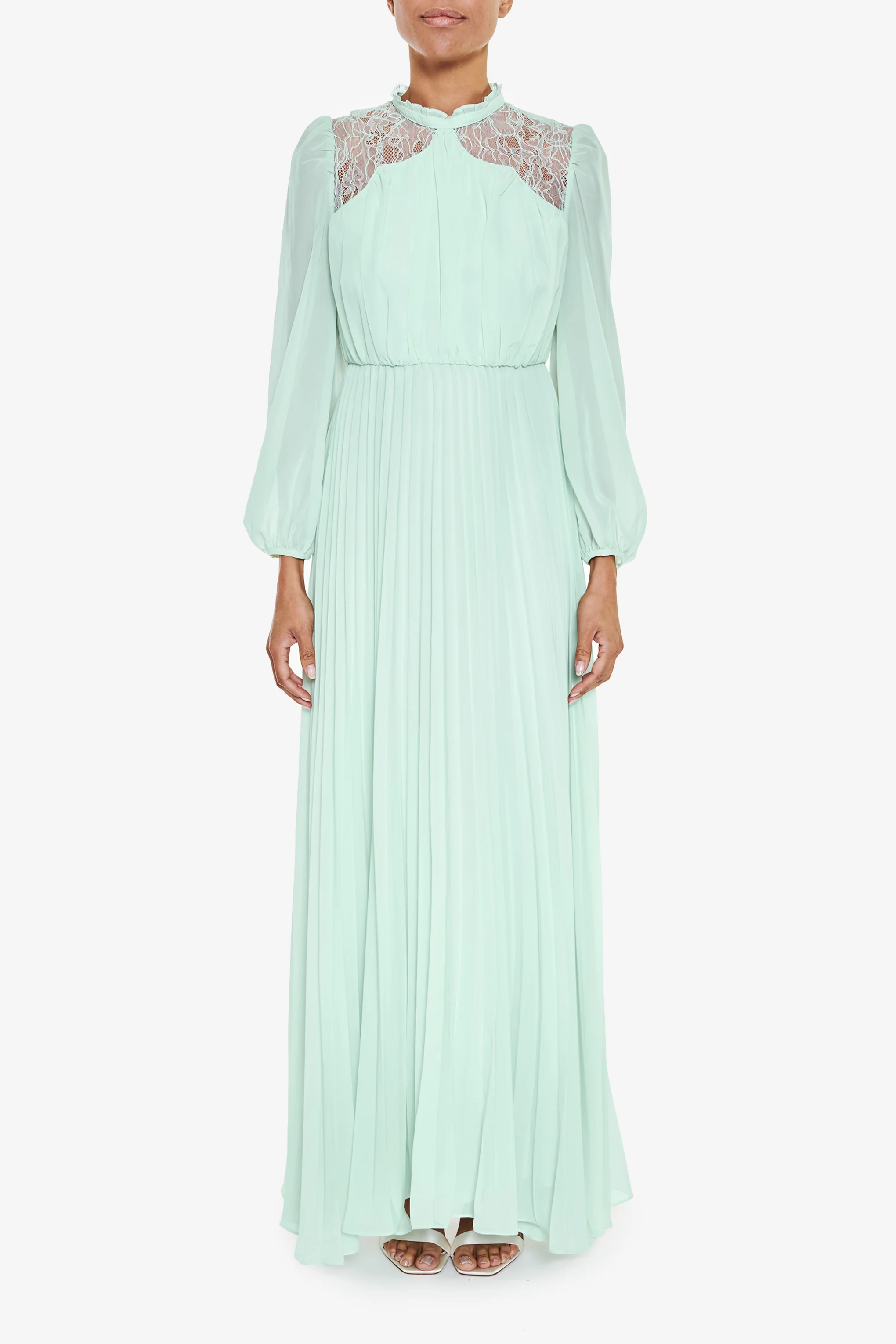 Dusty Blue Long Sleeve Lace Dress