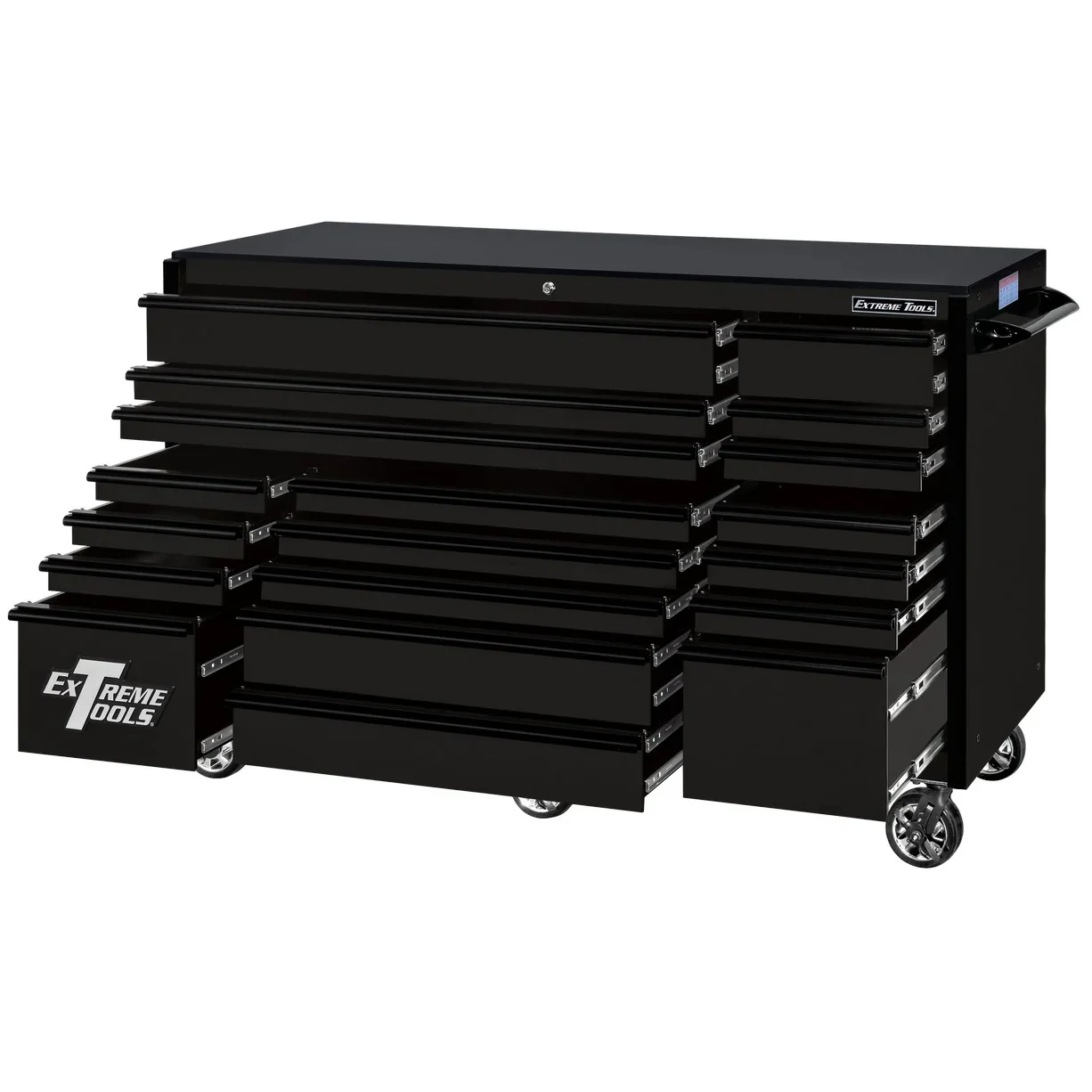 Extreme Tools RX250 Series 72-inch x 30-inch Rolling Cart �C 19 Drawers �C 250 lb Drawer Slides