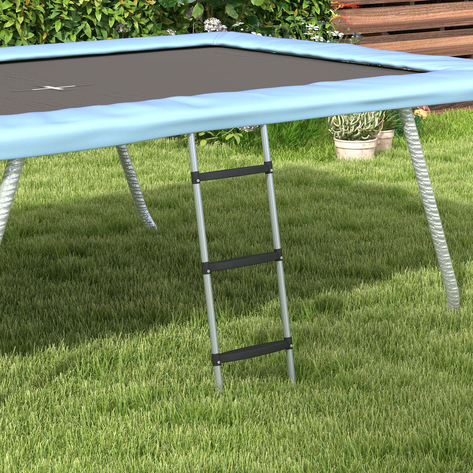 SPORTNOW Trampolinleiter mit 3 oder 2 Stufen, breite horizontale Trittstufen, Universalhaken, 120 kg Tragfähigkeit