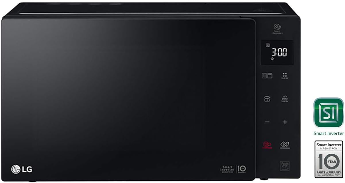 LG MH6535GIB Smart Inverter Microwave Oven with Quartz Grill, 25 Litres, 1150 W, Automatic Programmes, 5 Adjustable Power Levels – Smoky Black