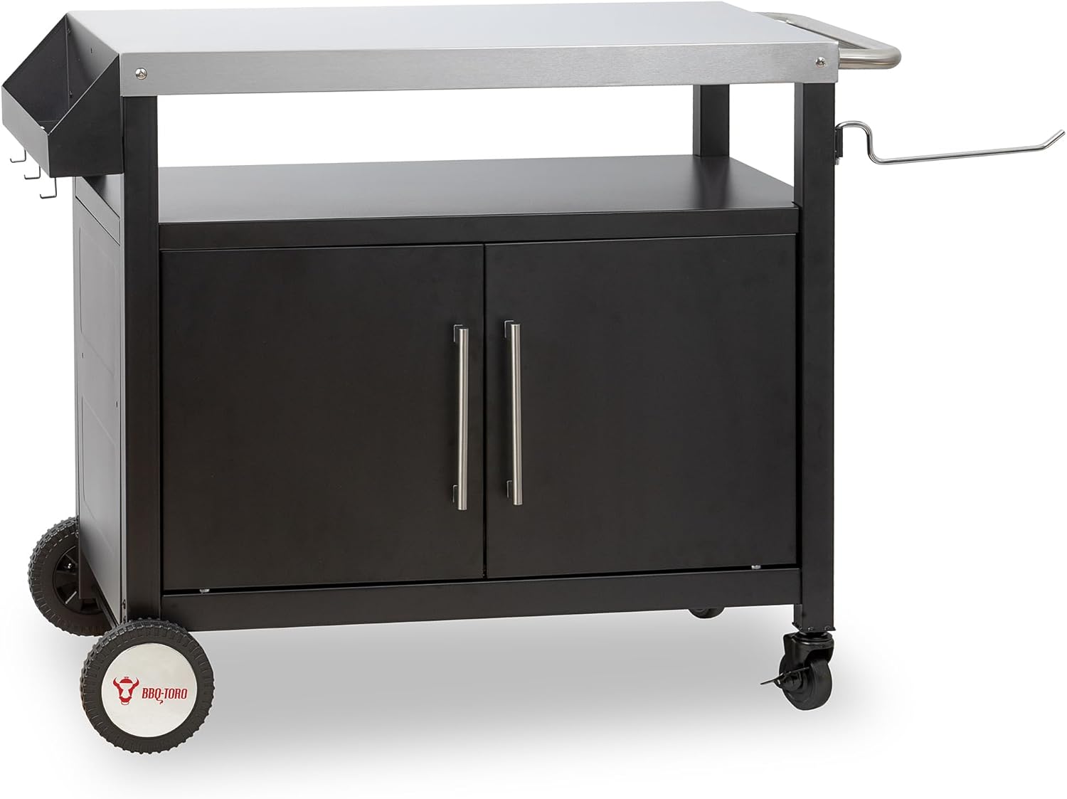 Carrello per barbecue BBQ-Toro 103,5 x 59 x 81 cm | argento/nero | Tavolo per barbecue con ampio piano di lavoro | Tavolo per barbecue outdoor, carrello per servire, carrello da giardino all'aperto