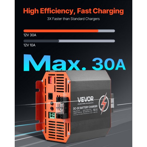 VEVOR 12V 30A DC/DC-Batterieladegerät 375W für Blei-Säure und Lithium-AGM-GEL