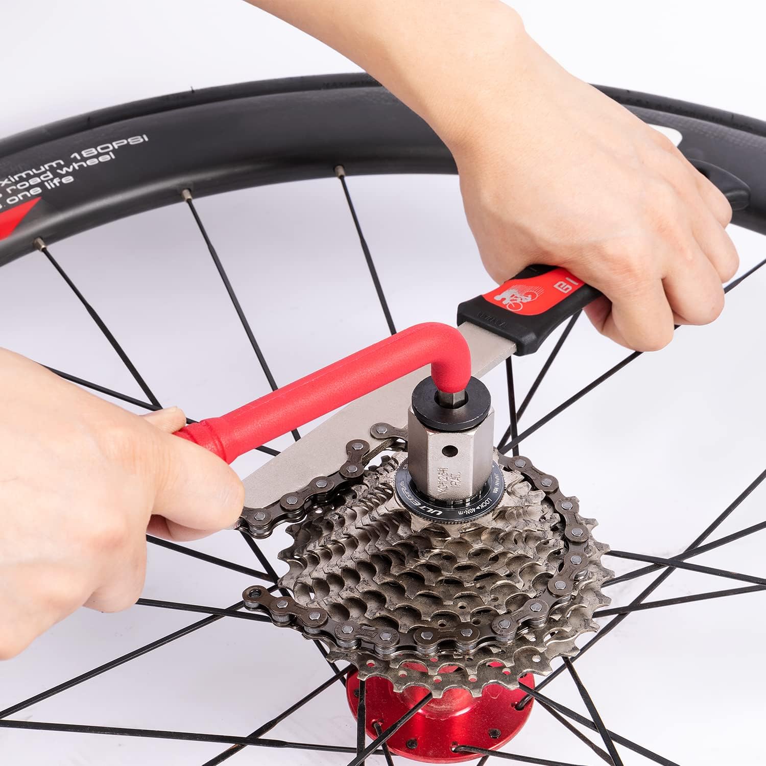CXWXC Fahrrad Reparaturset, Tragbarer Fahrrad Werkzeugkoffer Fahrrad Werkzeug Set für Fahrrad Reifen Kette Montage Reparaturen Bike Tool Set mit Tragekoffer (Rot) (32 Teilig)