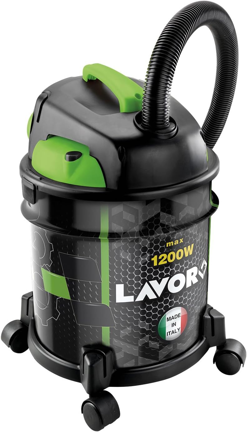 Lavor Aspiratore Solidi e Liquidi RUDY 1200 S, con filtro lavabile, Funzione Soffiante, Capacità Vano Raccolta 20 l, Serbatoio in Metallo, 18 kPa, 1200 Watt max