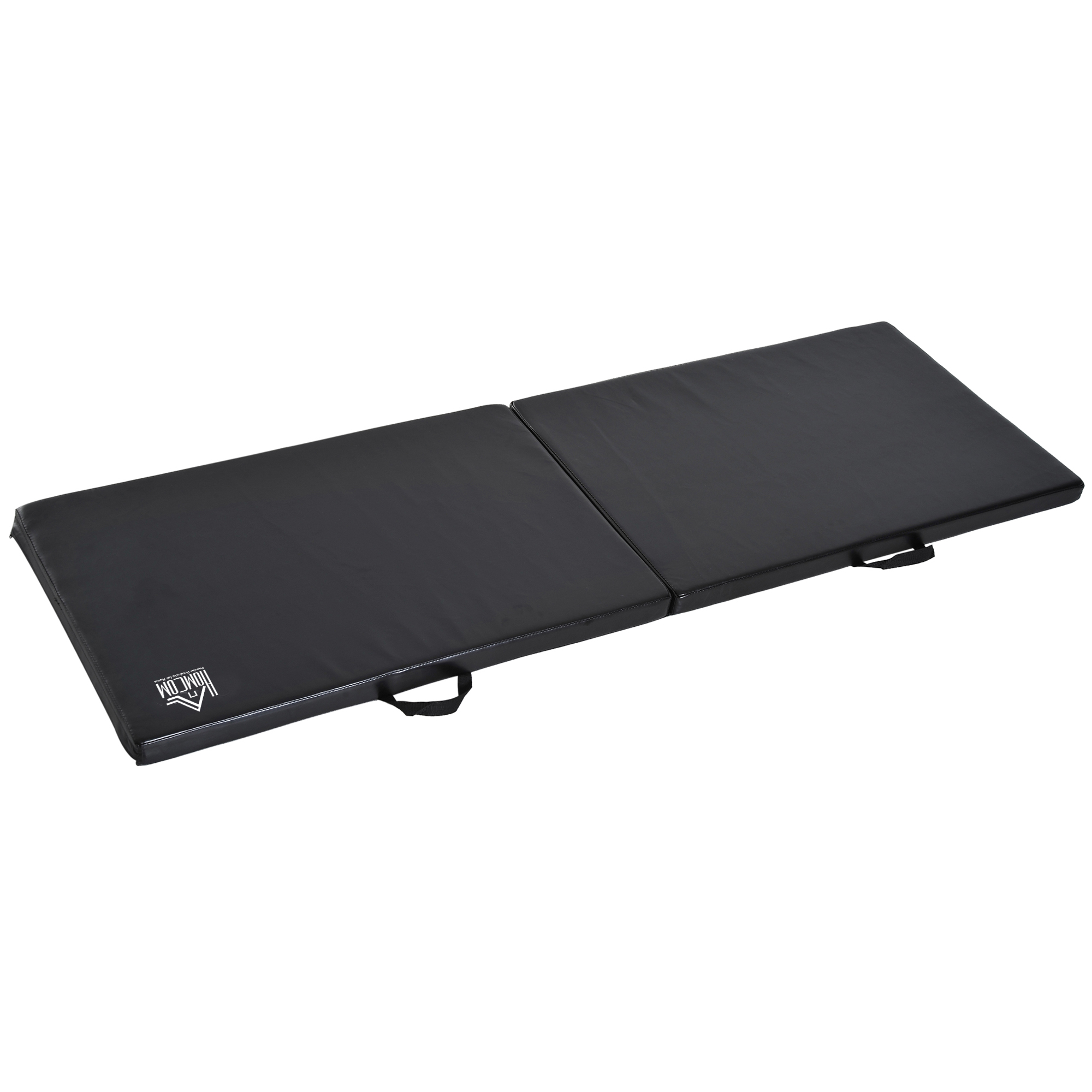HOMCOM Gymnastikmatte Yoga Pilates Fitness faltbar tragbar 180L x 60B x 5H cm synthetisches Material Schwarz