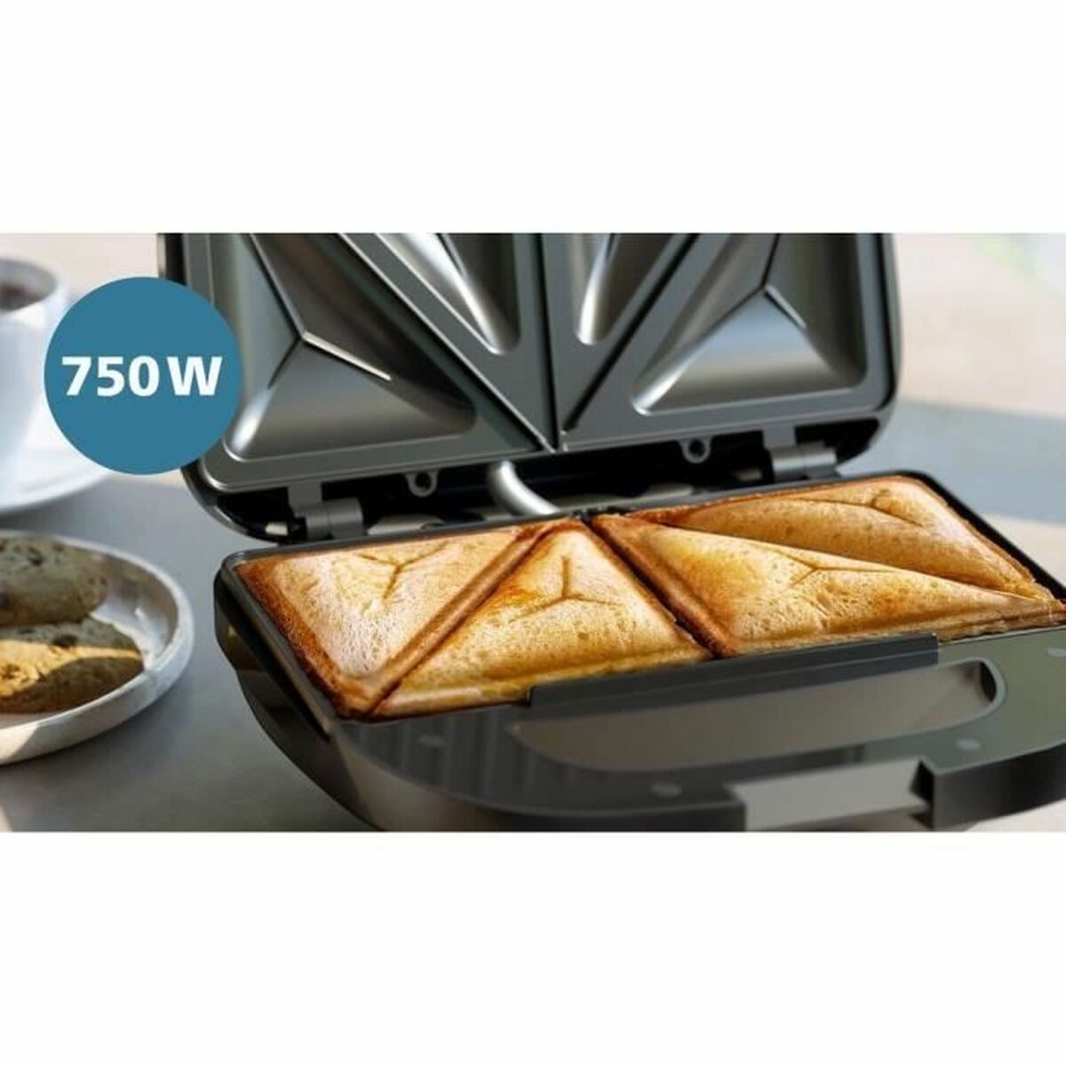 Kontaktgrill Sandwichmaker Philips HD233190 Schwarz 750 W