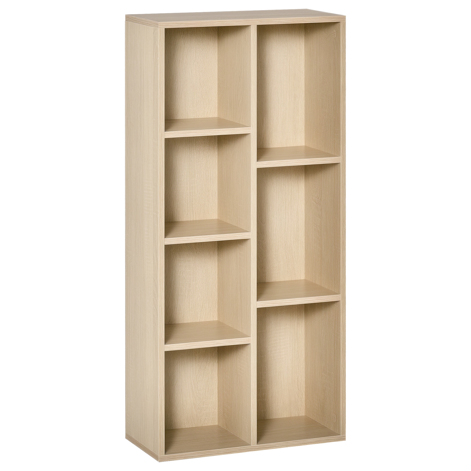 HOMCOM Bücherregal Wohnzimmerregal Bücherschrank Standschrank mit 7 Fächern Eiche Spanplatte 50 x 24 x 106 cm