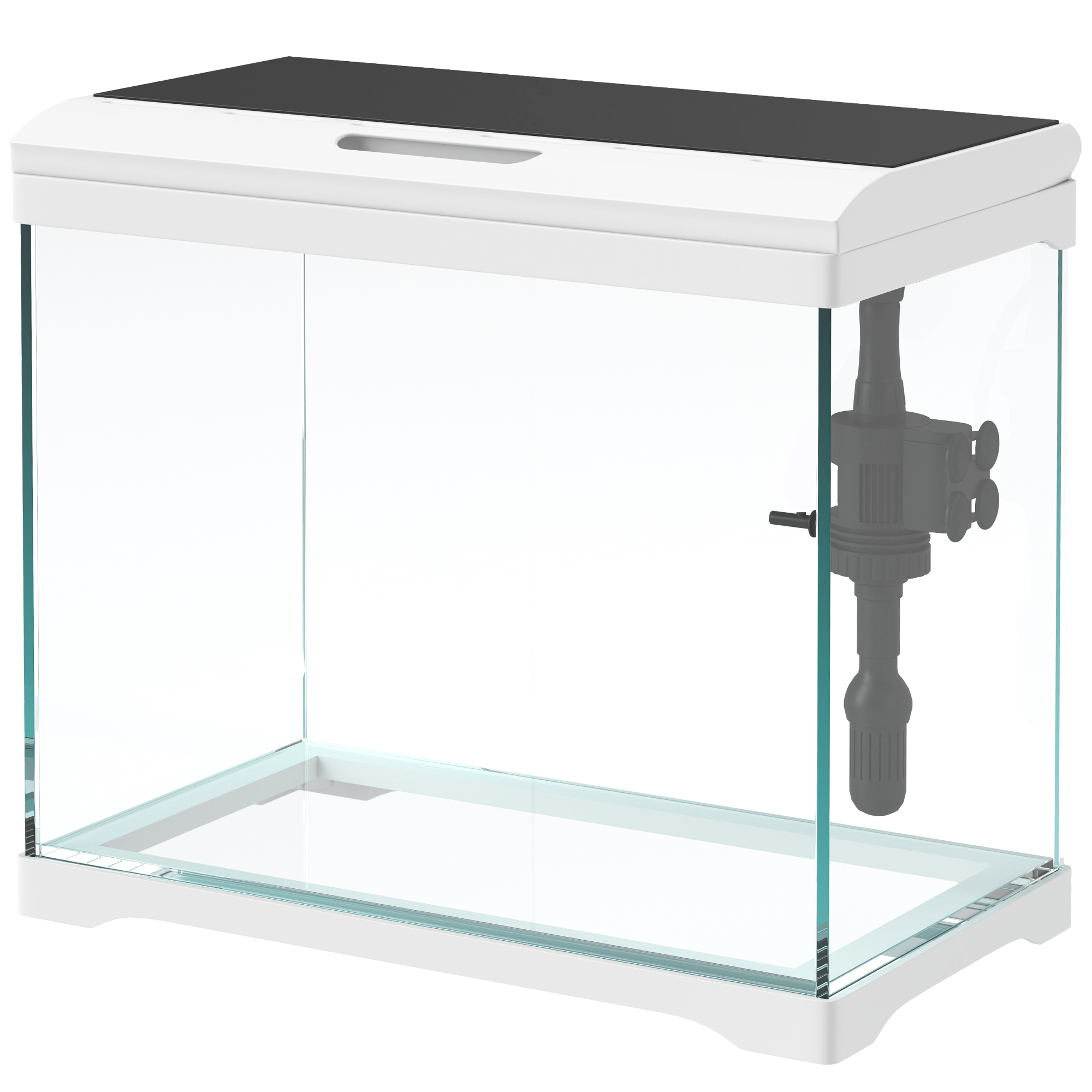 PawHut Aquarium, 17 L Tropenfischaquarium, leichte Pflege, klare Sicht, mit LED-Leuchten, 35L x 21B x 31H cm, Weiß+Schwarz