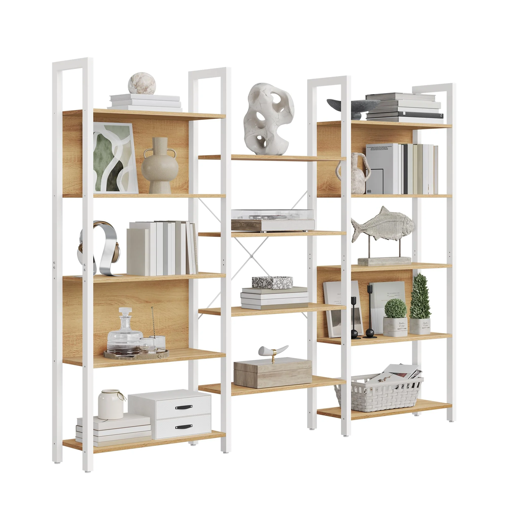 VASAGLE Bücherregal mit Metallrahmen, Standregal im Industrial-Stil