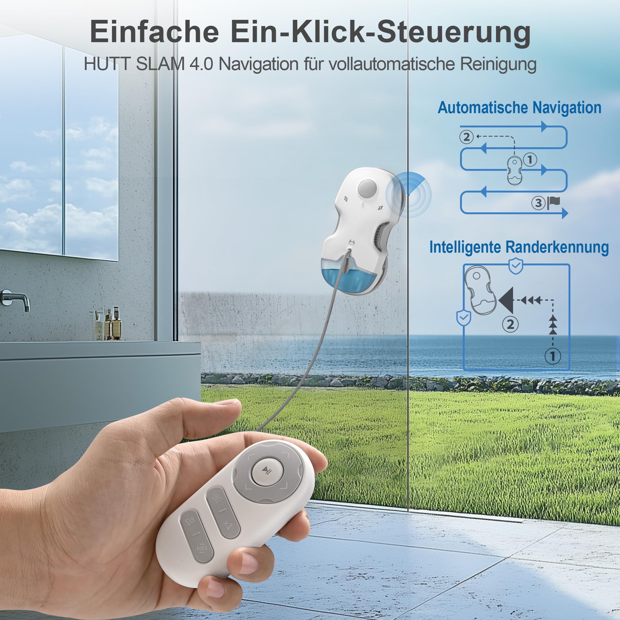 Fensterputzroboter S7 mit aktiver Sprühfunktion und 6500 Pa Saugkraft, inkl. Aufbewahrungsbox und Fernbedienung