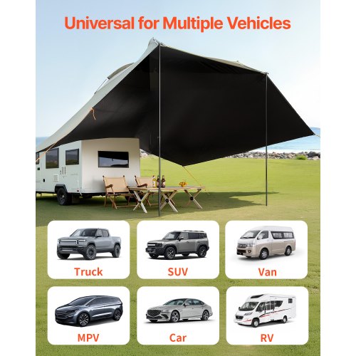 VEVOR Fahrzeugmarkise 10' x 7' Schattenabdeckung Autoseitenmarkise PU2000 mm UV50+