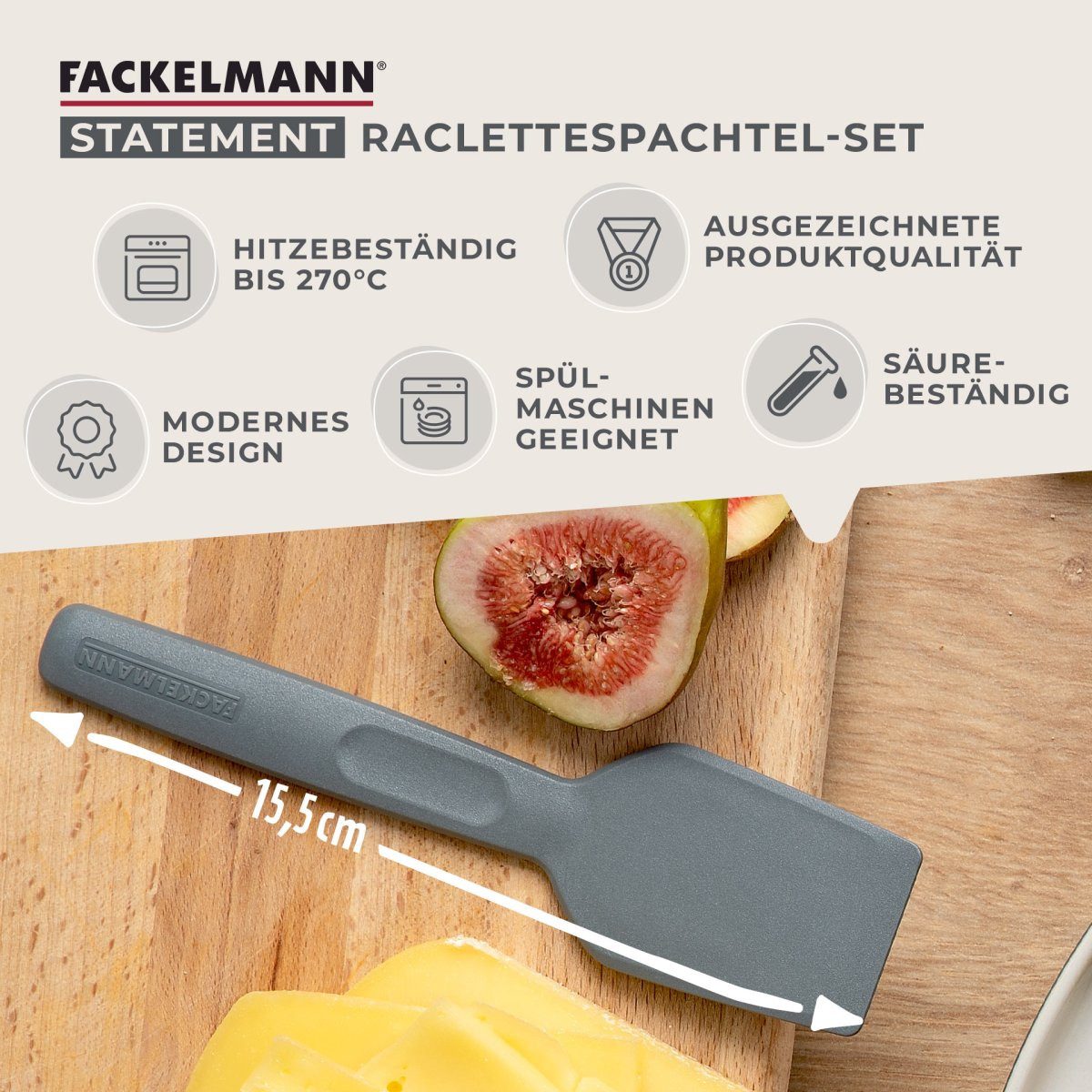 Raclettepfännchen Raclettespachtel, Raclette-Schieber, Raclette-Kratzer