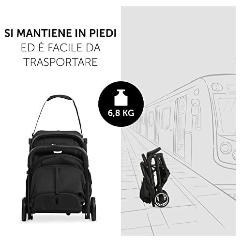 hauck Passeggino Da Viaggio Travel N Care Per Bambini Da 0 Mesi a 22kg   Passeggino Compatto Reclinabile, Ultraleggero 6,9kg   Si Piega Con Una Mano, UPF50 , Ruote EVA, Cesto Fino 3kg   Nero : Prima infanzia