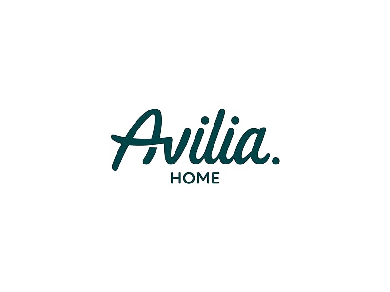 Il testo recita: 'Avilia HOME' in testo stilizzato color verde acqua su sfondo bianco.