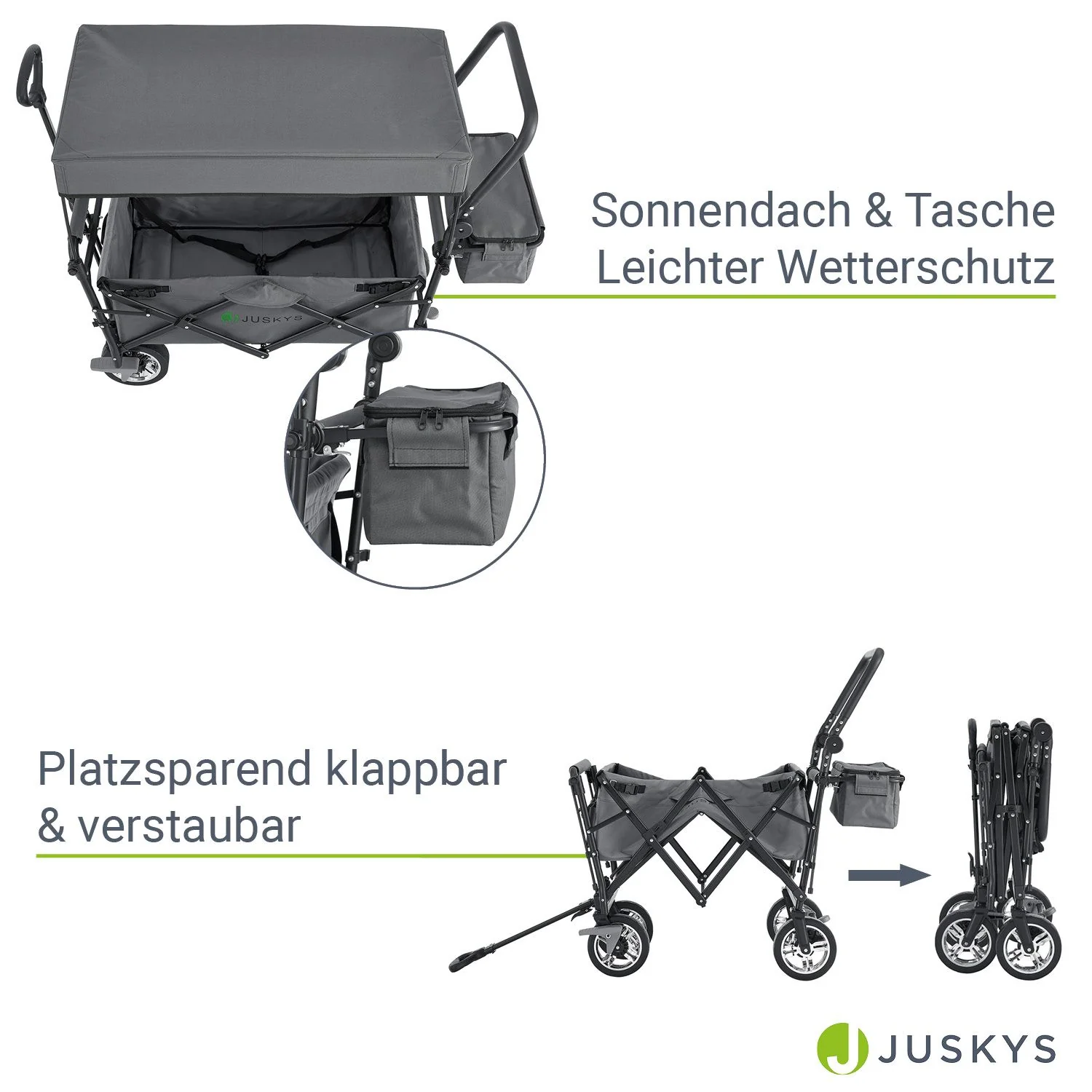 2025 Opvouwbare bolderwagen met dak en tas