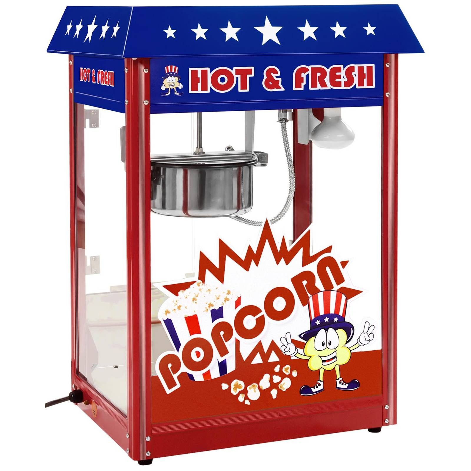 Popcornmaschine 6 kg/h Popcornautomat mit Wagen Popcorn Maker 1600 W USA-Design Profi