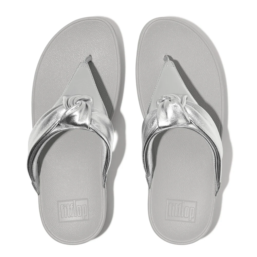 FitFlop Lulu Zehenstegsandalen mit gepolstertem Knoten Silver
